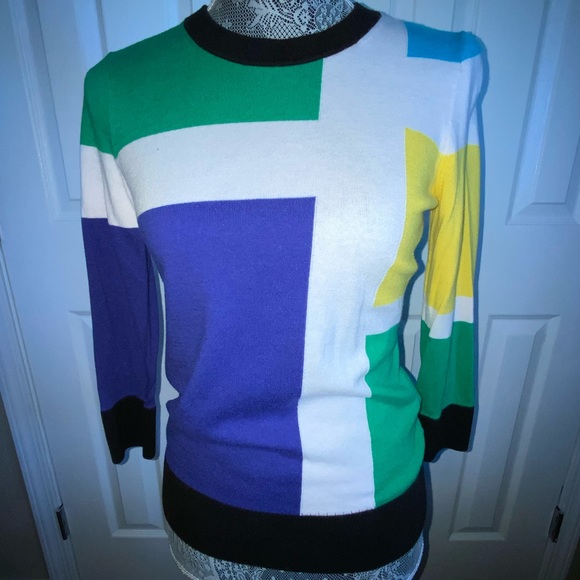 Kate Spade colorblock 3/4 sleeve sweater sz S - Picture 1 of 3